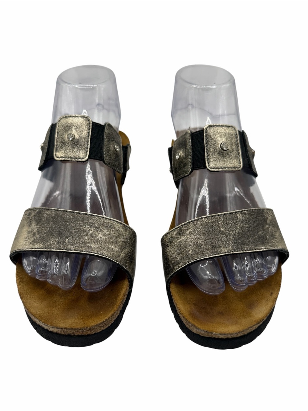 Naot Metallic Pewter with Suede Footbed Slide - Size 38